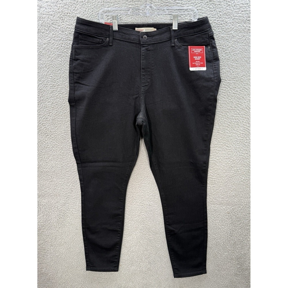 Levi Strauss Signature Jeans Womens 20M Black Denim High Rise Skinny Stretch NEW
